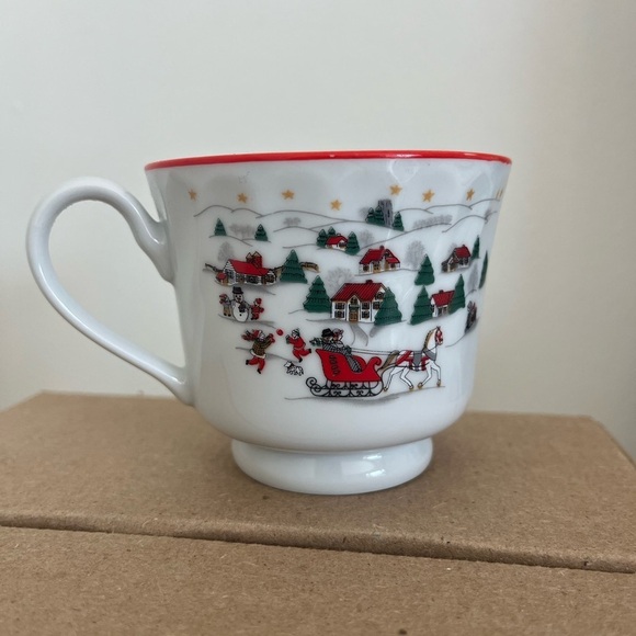 Kopin “Christmas Pleasure” tea cups dishes vintage 90s holiday set of 6 - Picture 3 of 8